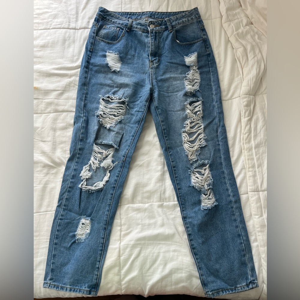 Straight Leg Mid Rise Jeans